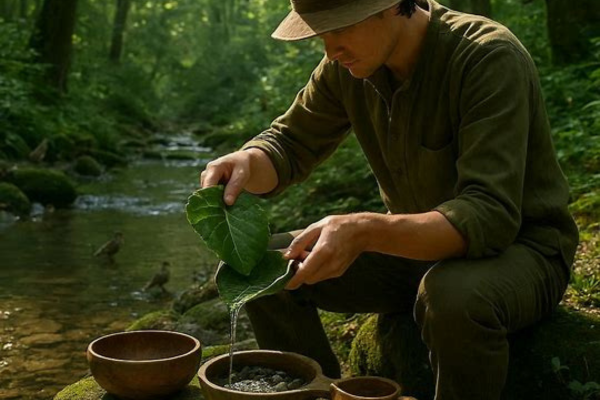 Métodos tradicionais para purificar água usando apenas recursos da floresta